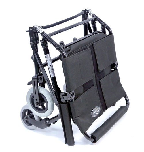 KMTV10A 16" Seat 14.9 lbs Ultra Lightweight Travel Wheelchair with Flip-up Footplate in Black